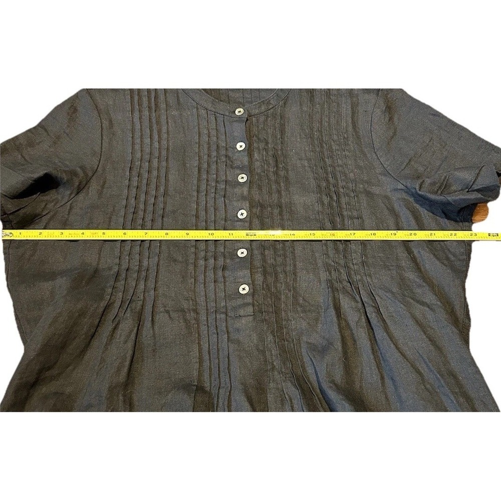 Quince Women 100% European Linen Short Sleeve Swing Dress Black Size Large - Picture 8 of 9